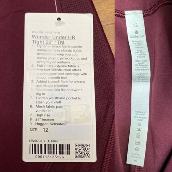 NWT‎ Lululemon Wunder Under High Rise Mesh Tights 28 in Sz 12 - Picture 10 of 10